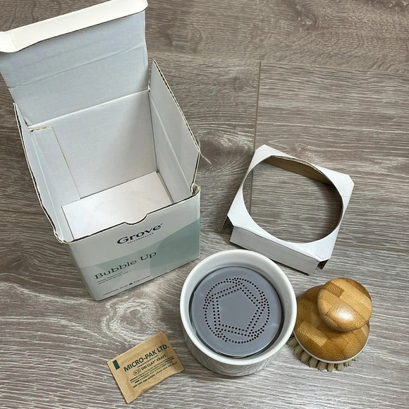 NIB Grove Collaborative Bubble Up Soap Dispenser and Dish Brush Set White - Picture 3 of 9